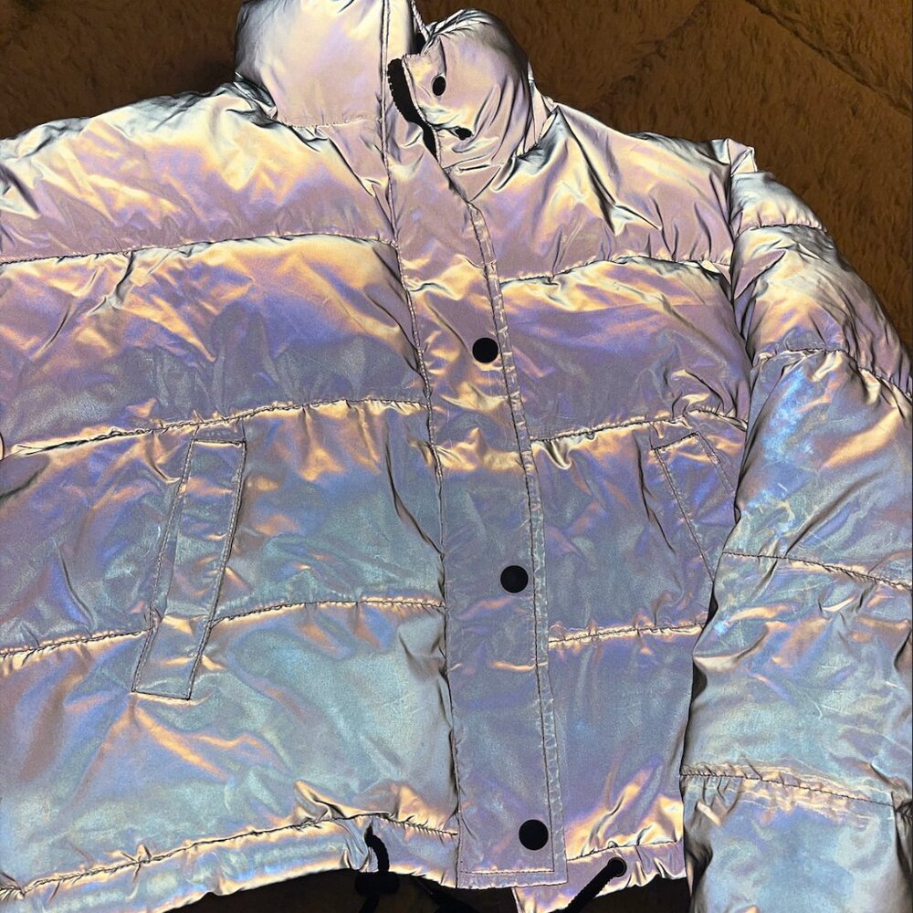 Reflective Crop Puffer Jacket